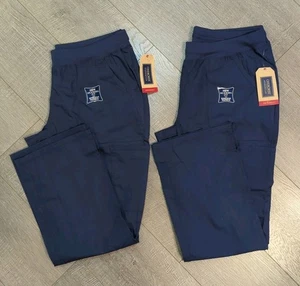 2 Pair-Cherokee Scrub Pants Workwear Modern Fit WW120P Elastic Navy Petite Large - Picture 1 of 11
