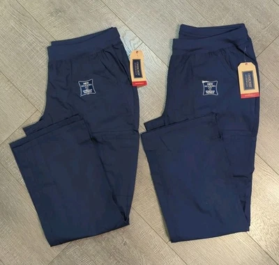 2 Pair-Cherokee Scrub Pants Workwear Modern Fit WW120P Elastic Navy Petite Large - Image 1 of 4