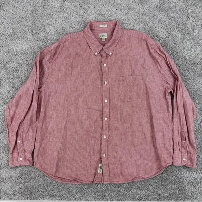 J Crew Baird McNutt Linen Shirt Men’s XXXL Red / White Striped Irish Preppy - Image 1 of 4