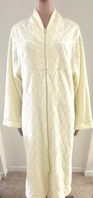De Colección Bata Vanity Fair Para Mujer Abrigo Amarillo Bolsillos con Cremallera EE. UU. AÑOS 70 80 Talla L Foto 1 de 4