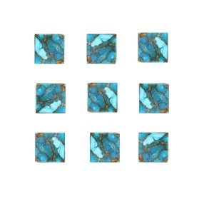 Piedra preciosa azul natural cobre turquesa cuadrado ambos lados respaldo plano 8 mm a 25 mm - Imagen 1 de 3