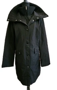 Jones New York Coat Women's XL Black Quilted Jacket Trench City Classic Work - Picture 1 of 10
