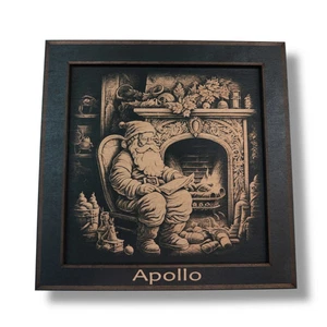 Framed Art - PERSONALIZED - CUSTOM - Santa Fireplace - Picture 1 of 6