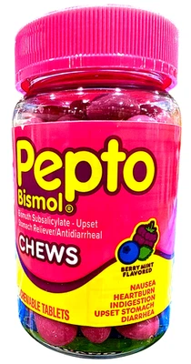 Pepto Bismol Chews Berry Mint Flavor 70 Chewable Tablets  EXP 06/2028 - Image 1 of 3