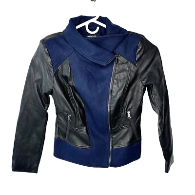 Siena Studio Moto Jacket Womens M Lined Faux Leather Black Asymmetrical Zipper - Image 1 of 4