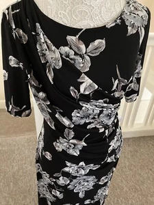 Connected Apparel Black Wrap Stretchy Dress Classy Slimming SZ 12 New Tagged - Picture 1 of 11