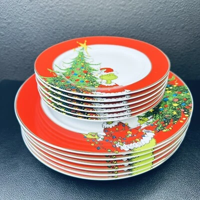 2 обеденные тарелки Williams Sonoma The Grinch набор из 2 рождественских праздничных тарелок Zrich - Изображение 1 из 4