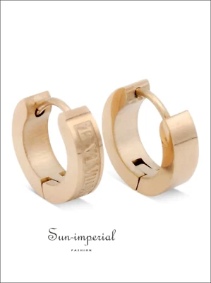 Pendientes de aro Huggie de acero inoxidable joyería de moda con diseño de números romanos Foto 1 de 4