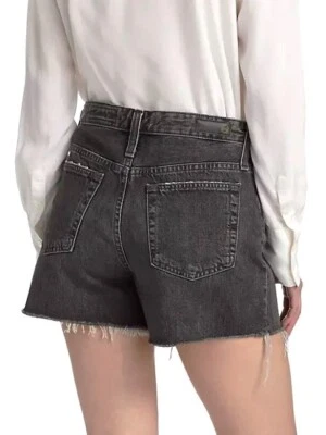 New AG THE MIKKEL Denim Cut-Off Shorts High Rise Vintage Style Gray Black Sz 26 - Image 1 of 4