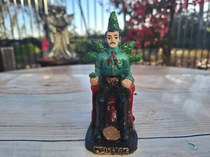 Figura Jesús Malverde Sentado Verde Hecho a Mano/Estatua 5"X2" Dinero - Suerte - Imagen 1 de 9