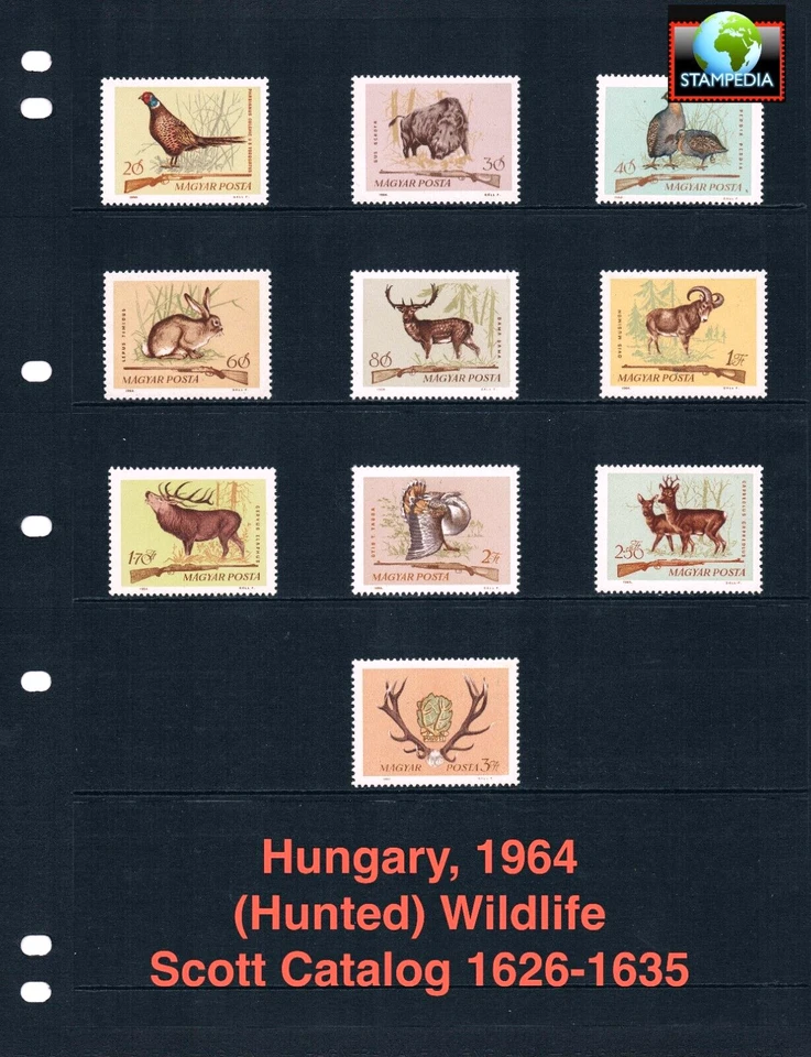 $3.90 Scott Value - 1964 HUNGARY Wildlife European Hunting Rifles MNH NH UMM - Image 1 of 4