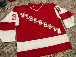 Wisconsin Badgers Hockey Men’s Jersey Size XL Red Rare WCHA K1 #38 Taffe - Picture 1 of 5
