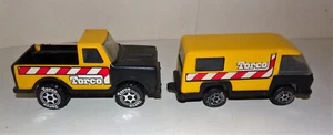Lot 2 VTG Pressed Steel Trucks Remco Torco van + Pickup Truck 1980s p-110 p-112 - Picture 1 of 4