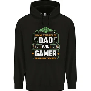 Dad & Gamer Funny Fathers Day Gaming Childrens Kids Hoodie - Picture 1 of 64