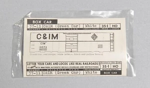 WALTHERS TRAIN DECALS HO GAUGE CHICAGO & ILLINOIS MIDLAND C&IM WHITE 37-11  #5 - Picture 1 of 2