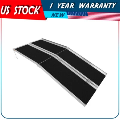 Rampa de movilidad portátil antideslizante para silla de ruedas de aluminio de 6 pies -72" x 29" Foto 1 de 4