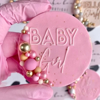 Baby shower bebé niña sello estampado galleta cupcake decoración suministros para hornear Foto 1 de 2