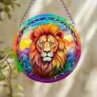 Lion Pattern Design Suncatcher Stained Glass Effect Home Decor Christmas Gift
