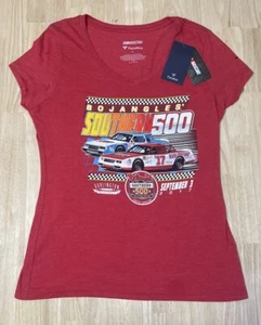 SMALL Women's Nascar 2017 BOJANGLES SOUTHERN 500 Darlington Raceway V-Neck Tee - Picture 1 of 7