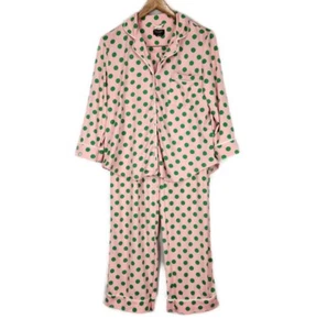 Kate Spade New York  Pink Polk Dot Pajama Set Size Medium Green Dots Lounge - Picture 1 of 11