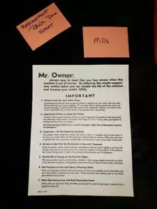 REPRODUCTION MILLS BACK DOOR INSTRUCTION SHEET ANTIQUE SLOT MACHINE - Picture 1 of 1