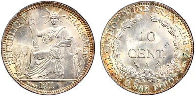 1911 A French Indo China 10 Cents, PCGS MS 66, KM-9, Cochin, Very Attractive - Image 1 of 2