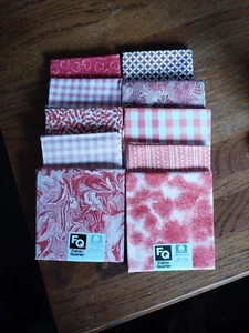 Fat Quarters Bundle of 10 Shades of Red and Orange 100% Cotton - Picture 1 of 1