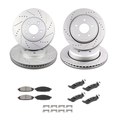 Front + Rear Ceramic Brake Pads Rotors For 2003-2011 Ford Crown Victoria Mercury - Imagem 1 de 4