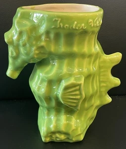 Vintage 1960s Trader Vics Tiki Mug Lime Green Seahorse Made in Hawaii - Picture 1 of 10