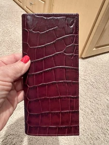 Aspinal Of London Fine Leather Billfold Croc Embossed-Never Used - Picture 1 of 9
