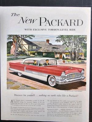 1955 magazine ad for Packard automobiles, exclusive Torsion level ride - Image 1 of 2
