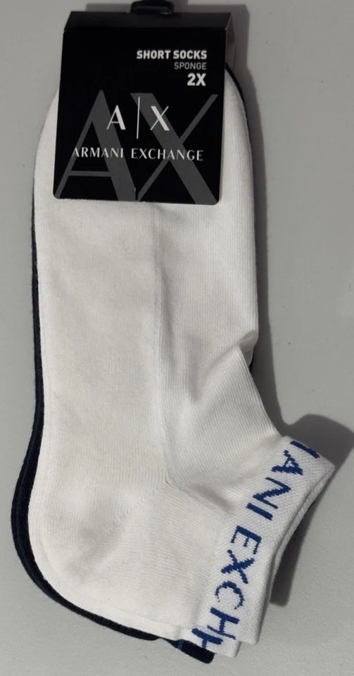Nuevo paquete de 2 calcetines cortos de esponja Armani Exchange Foto 1 de 4