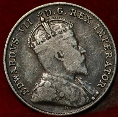 1909 Wide Leaves Canada 10 Cents Silver Foreign Coin - Image 1 of 2