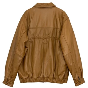 De Colección Sean John Hombres Chaqueta XL Diddy Marrón Cuero Deletrear Abrigo Bombardero Prendas Exteriores - Imagen 1 de 19
