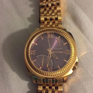 Vince Camuto men’s dress watch, gold tone, purple dial, linked metal band, OS - Picture 1 of 8