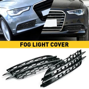 Honeycomb Fog Light Grille Grill Mesh Cover Bezels Black Fits Audi A6 C7 2012-15 - Picture 1 of 9