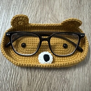 Crochet Bear Glasses Holder, Teddy Bear Eyeglasses Case, Gift For Mom Her Kids - Picture 1 of 9