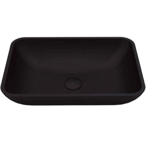VIGO Vessel Bathroom Sink 18"L x 13"W x 4"H Fade Resistant Glass in Matte Black - Picture 1 of 2