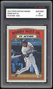 Tarjeta de novato Bobby Witt Jr 2021 Topps Heritage Minors 1er grado 10 #181 Royals - Imagen 1 de 1