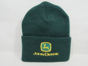 Vintage JOHN DEERE Embroidered Beanie Winter Hat Cap Ski Hunter Green NOS - Picture 1 of 4