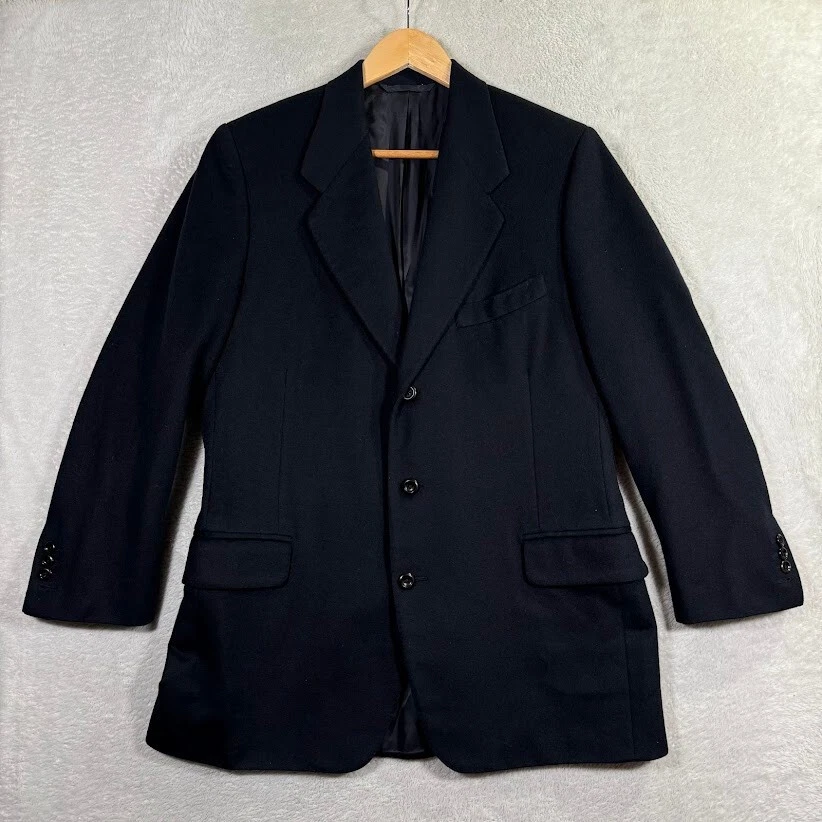 Tom James Holland & Sherry Navy Cashmere Flannel Blazer 40R 3-Btn Surgeon Cuff - Image 1 of 4
