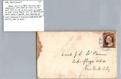 US 1850s Scott #25 Blue CDS Postmarked Baltimore MD to Lt. Corps of Engineers NY - Image 1 of 2