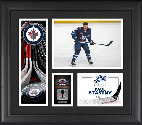 Paul Stastny Winnipeg Jets FRMD 15" x 17" Player Collage with a Piece of GU Puck Cover