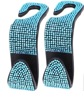 4 PIEZAS Bling Asiento de Coche Respaldo Reposacabezas Ganchos Soporte Gancho para Bolso Cartera-Azul - Imagen 1 de 1