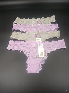 2 Hers by Herman Lace Thong Panty Set 2 Pack Purple Lilac/Gray Size Small Z43 - Picture 1 of 4