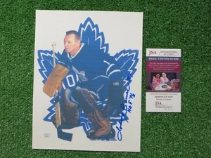 JOHNNY BOWER SIGNED 8.5 x 11 TORONTO MAPLE LEAFS w/HOF 76 CANVAS PRINT PHOTO JSA - Picture 1 of 4