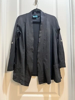 Fresh Produce Large Open Cardigan Black Pockets Armpit To Armpit 21” Length 28” - Image 1 of 4