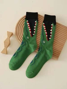 Cartoon Crocodile Pattern Crew Socks Silly Socks for Women Funky Socks Funny - Picture 1 of 5
