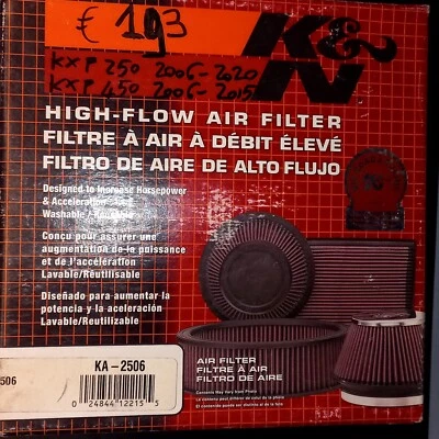 K & N filtro aria codice KA-2506 per KXF 250cc 2006-2020 e 450cc 2006-2015 - Immagine 1 di 4