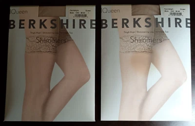 2 packages: BERKSHIRE Queen SHIMMERS Thigh High, Invisible Toe, Candlelight 1340 - Imagem 1 de 2